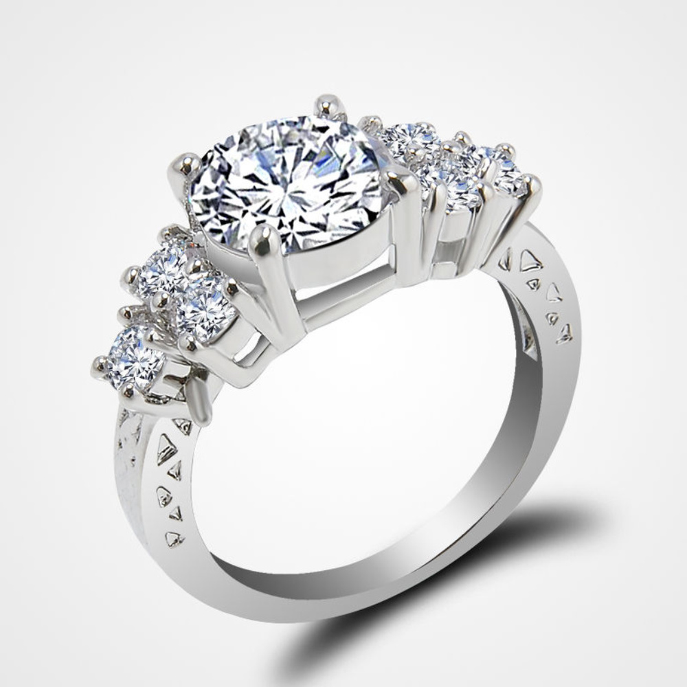 Ring ~ .925 Sterling Silver ~ CZ ~ Sapphire Cluster - Picture 5 of 8